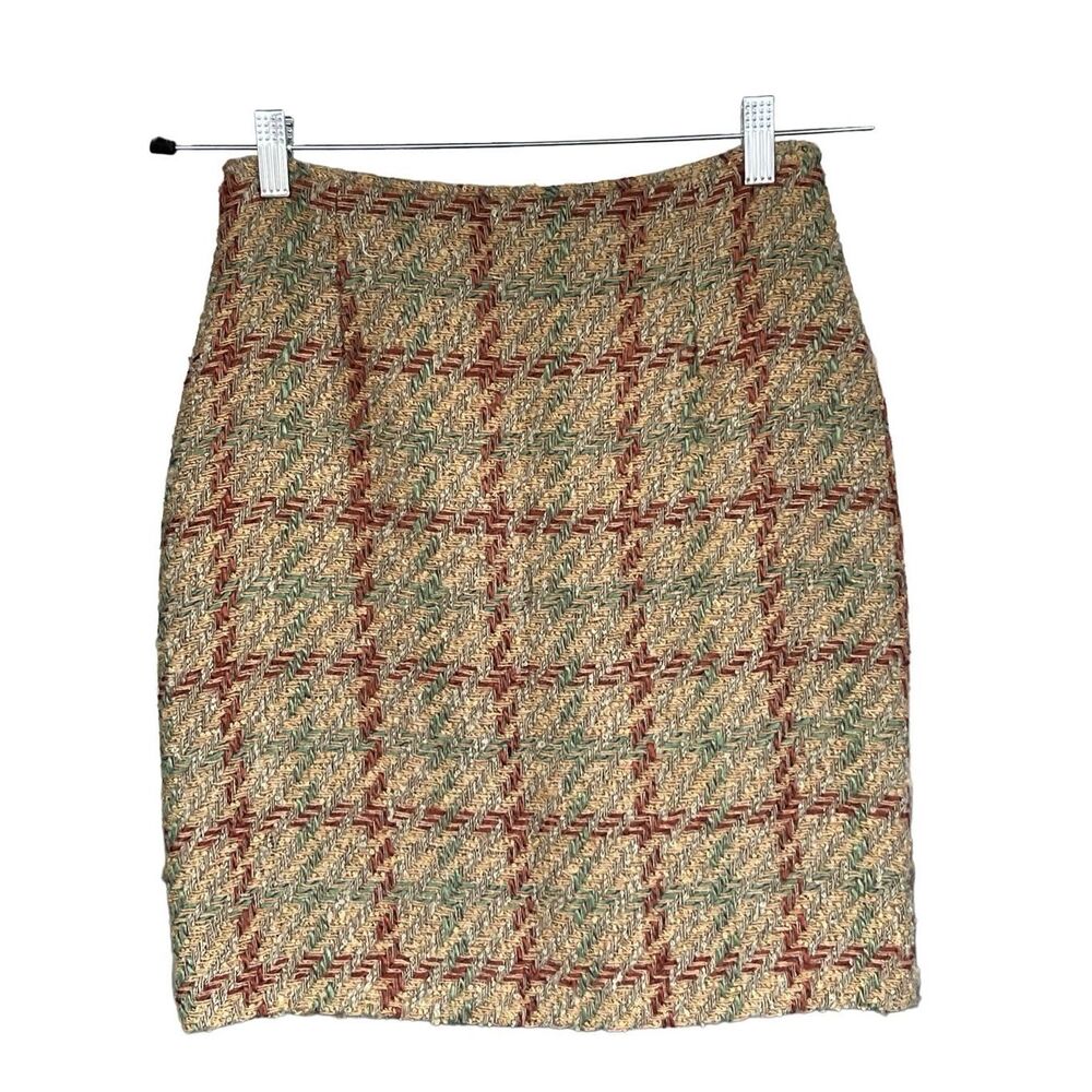 VTG Forenza‎ Mohair Wool Plaid Tweed Pencil Skirt Size 6